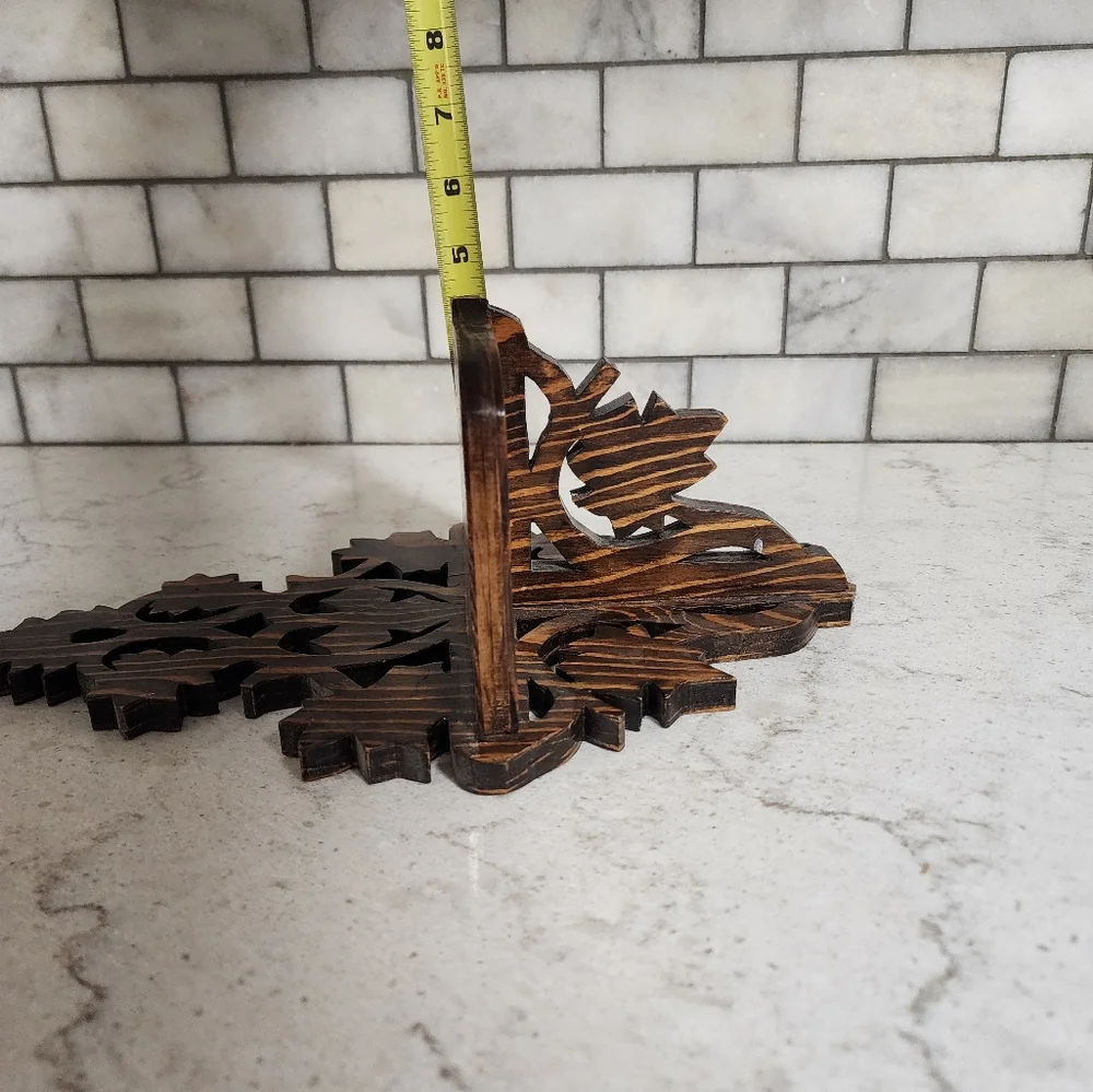 Set of three vintage hobby made plywood ornate scroll fretwork shelves